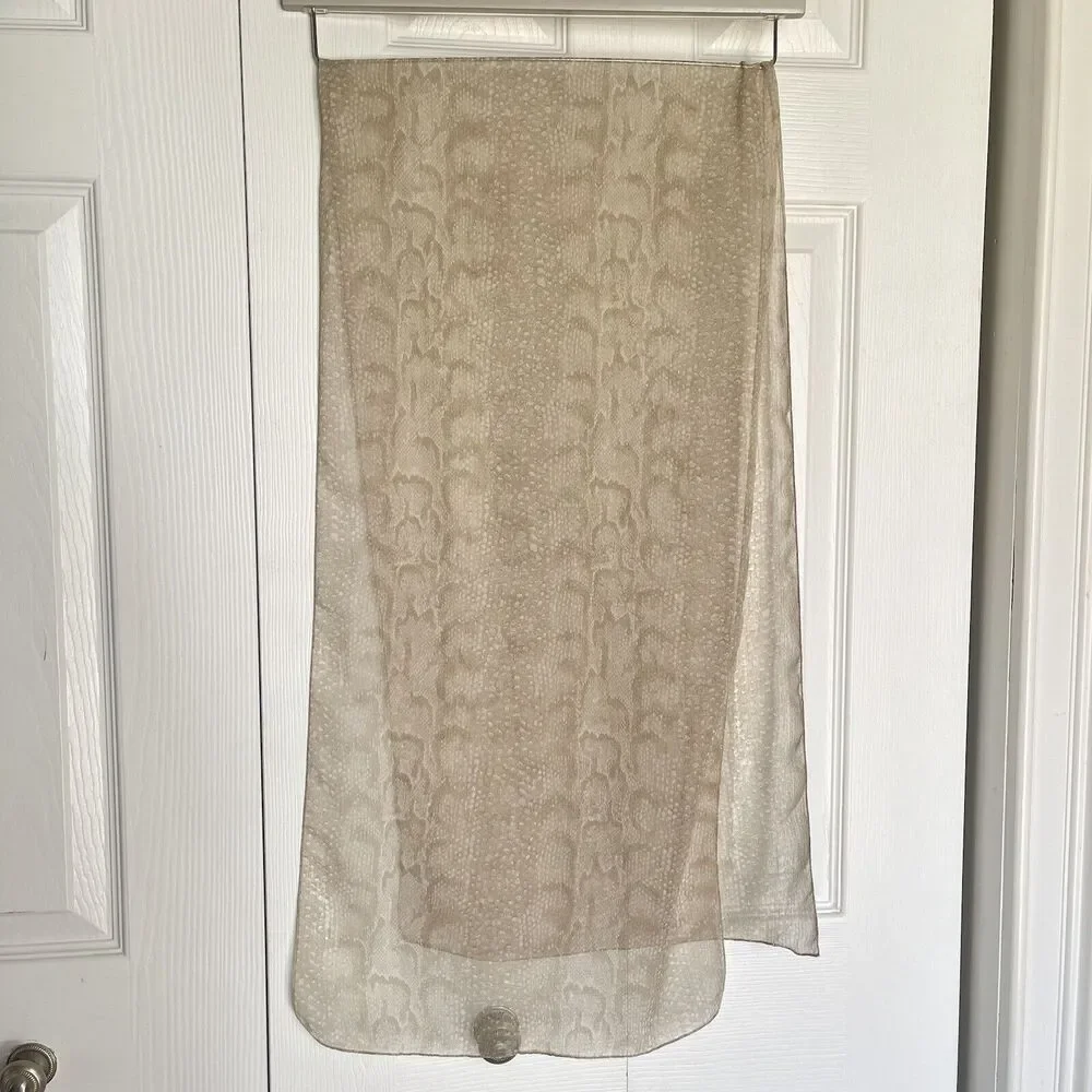 Womens Scarf Beige Animal Print Lace Lightweight